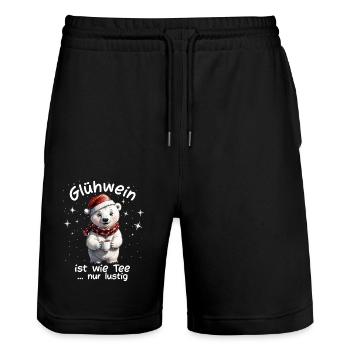 Weihnachtsmarkt witzige Glühwein trinken Sprüche - Stanley/Stella Unisex Bio Joggingshorts Trainer  - Schwarz - Vorne - Nik (191cm) & Marisol (170cm)