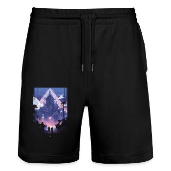 Cyberpunk Manga Kyoto Glitch - Stanley/Stella Trainer Unisex Organic Jogging Shorts - black - Front - Nik (191cm) & Marisol (170cm)