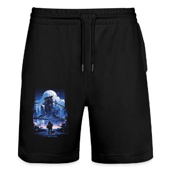 Cyberpunk Manga Kyoto Glitch - Stanley/Stella Trainer Unisex Organic Jogging Shorts - black - Front - Nik (191cm) & Marisol (170cm)