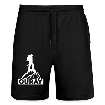 Ouray County, Colorado, Vereinigte Staaten von Amerika Souvenir Berg Ouray - Stanley/Stella Unisex Bio Joggingshorts Trainer  - Schwarz - Vorne - Nik (191cm) & Marisol (170cm)