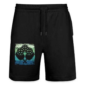 Wiffleball Club Retro Pickleball Team - Stanley/Stella Trainer Unisex Organic Jogging Shorts - black - Front - Nik (191cm) & Marisol (170cm)