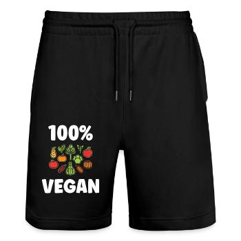 Humour petit légumes vegan - Short de jogging bio TRAINER Stanley/Stella unisexe - noir - Devant - Nik (191cm) & Marisol (170cm)