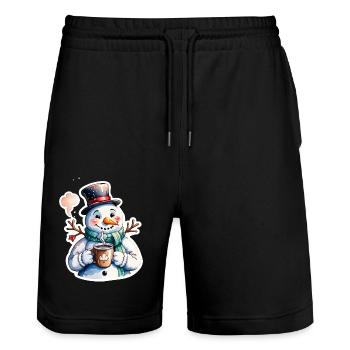 bonhomme de neige - Short de jogging bio TRAINER Stanley/Stella unisexe - noir - Devant - Nik (191cm) & Marisol (170cm)