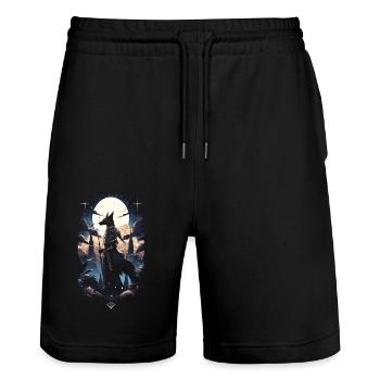 Anubis God Gaming Egyptian - Stanley/Stella Trainer Unisex Organic Jogging Shorts - black - Front - Nik (191cm) & Marisol (170cm)