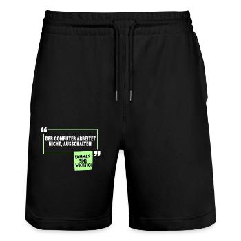 Lustiger Komma Satzzeichen Spruch Deutschlehrer - Stanley/Stella Unisex Bio Joggingshorts Trainer  - Schwarz - Vorne - Nik (191cm) & Marisol (170cm)
