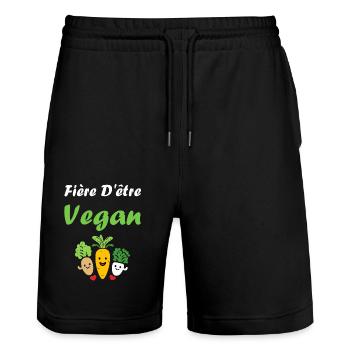 Légumes Humour je suis vegan - Short de jogging bio TRAINER Stanley/Stella unisexe - noir - Devant - Nik (191cm) & Marisol (170cm)
