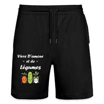 Légumes Humour je suis vegan - Short de jogging bio TRAINER Stanley/Stella unisexe - noir - Devant - Nik (191cm) & Marisol (170cm)