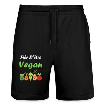 Légumes Humour je suis vegan - Short de jogging bio TRAINER Stanley/Stella unisexe - noir - Devant - Nik (191cm) & Marisol (170cm)