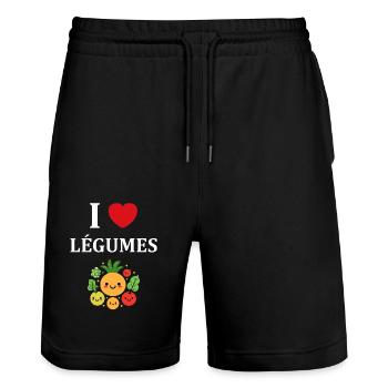 Légumes Humour je suis vegan - Short de jogging bio TRAINER Stanley/Stella unisexe - noir - Devant - Nik (191cm) & Marisol (170cm)