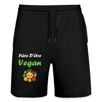Légumes Humour je suis vegan - Short de jogging bio TRAINER Stanley/Stella unisexe - noir - Devant - Nik (191cm) & Marisol (170cm)