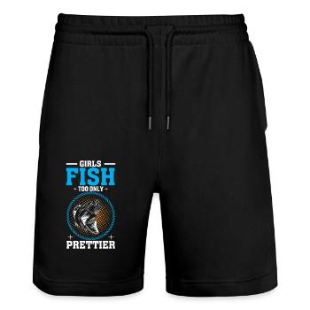 Mädchen Angeln Auch, Nur Hübscher - Stanley/Stella Unisex Bio Joggingshorts Trainer  - Schwarz - Vorne - Nik (191cm) & Marisol (170cm)
