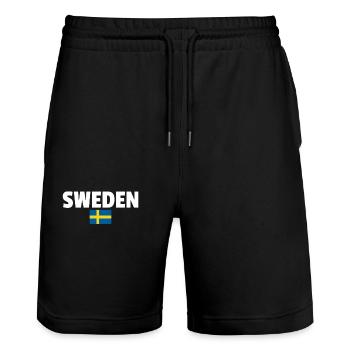 Suède Suède Drapeau suédois Suède Suède - Short de jogging bio TRAINER Stanley/Stella unisexe - noir - Devant - Nik (191cm) & Marisol (170cm)