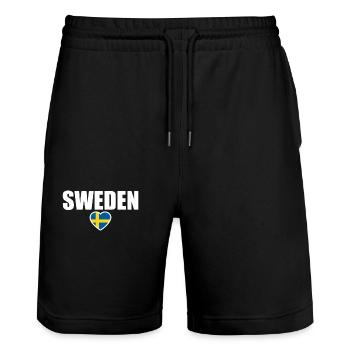 Suède Suède Drapeau suédois Suède Suède - Short de jogging bio TRAINER Stanley/Stella unisexe - noir - Devant - Nik (191cm) & Marisol (170cm)