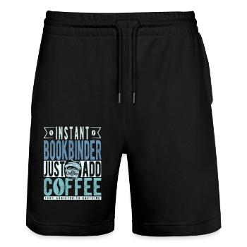 Instant Bookbinder Just Add Coffee - Stanley/Stella Trainer Unisex Organic Jogging Shorts - black - Front - Nik (191cm) & Marisol (170cm)