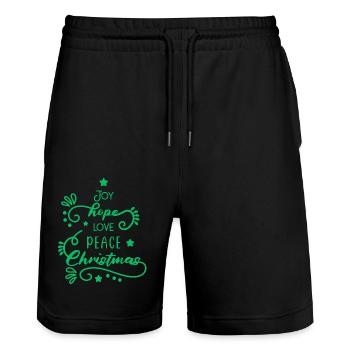 Sapin de Noël vert - Short de jogging bio TRAINER Stanley/Stella unisexe - noir - Devant - Nik (191cm) & Marisol (170cm)