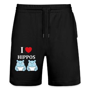 amour petit hippopotame - Short de jogging bio TRAINER Stanley/Stella unisexe - noir - Devant - Nik (191cm) & Marisol (170cm)
