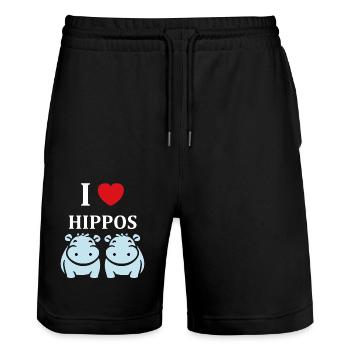 amour petit hippopotame - Short de jogging bio TRAINER Stanley/Stella unisexe - noir - Devant - Nik (191cm) & Marisol (170cm)