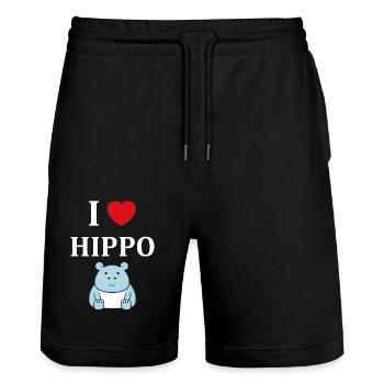 amour petit hippopotame - Short de jogging bio TRAINER Stanley/Stella unisexe - noir - Devant - Nik (191cm) & Marisol (170cm)