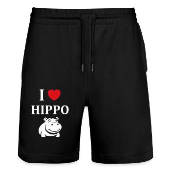 amour petit hippopotame - Short de jogging bio TRAINER Stanley/Stella unisexe - noir - Devant - Nik (191cm) & Marisol (170cm)