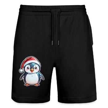 Pinguin Weihnachtsmütze - Stanley/Stella Unisex Bio Joggingshorts Trainer  - Schwarz - Vorne - Nik (191cm) & Marisol (170cm)