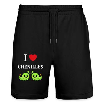 Chenilles insecte Amour petite chenille - Short de jogging bio TRAINER Stanley/Stella unisexe - noir - Devant - Nik (191cm) & Marisol (170cm)