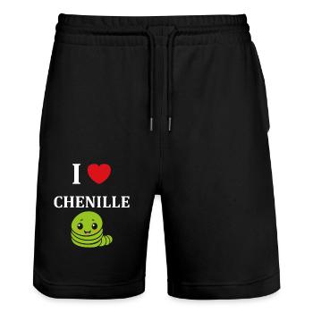 Chenilles insecte Amour petite chenille - Short de jogging bio TRAINER Stanley/Stella unisexe - noir - Devant - Nik (191cm) & Marisol (170cm)