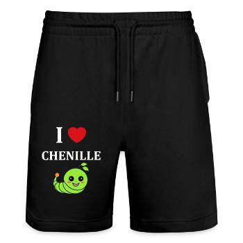 Chenilles insecte Amour petite chenille - Short de jogging bio TRAINER Stanley/Stella unisexe - noir - Devant - Nik (191cm) & Marisol (170cm)