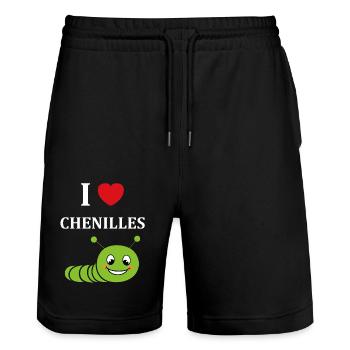 Chenilles insecte Amour petite chenille - Short de jogging bio TRAINER Stanley/Stella unisexe - noir - Devant - Nik (191cm) & Marisol (170cm)