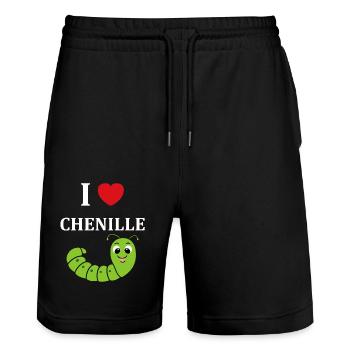 Chenilles insecte Amour petite chenille - Short de jogging bio TRAINER Stanley/Stella unisexe - noir - Devant - Nik (191cm) & Marisol (170cm)