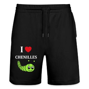 Chenilles insecte Amour petite chenille - Short de jogging bio TRAINER Stanley/Stella unisexe - noir - Devant - Nik (191cm) & Marisol (170cm)