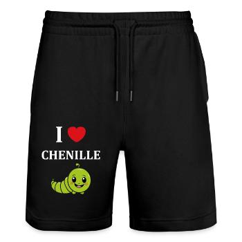 Chenilles insecte Amour petite chenille - Short de jogging bio TRAINER Stanley/Stella unisexe - noir - Devant - Nik (191cm) & Marisol (170cm)