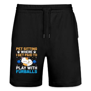 Pet Sitter Pet Sitting Dog and Cat Sitters Dog Wal - Stanley/Stella Trainer Unisex Organic Jogging Shorts - black - Front - Nik (191cm) & Marisol (170cm)