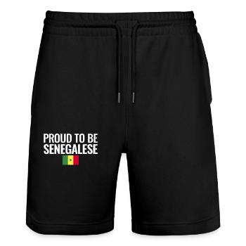 Proud To Be Senegalese Senegal Flag - Stanley/Stella Trainer Unisex Organic Jogging Shorts - black - Front - Nik (191cm) & Marisol (170cm)