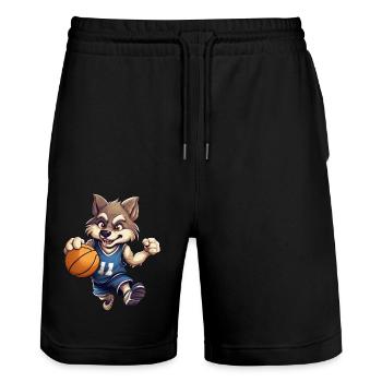 Loup de basket-ball - Short de jogging bio TRAINER Stanley/Stella unisexe - noir - Devant - Nik (191cm) & Marisol (170cm)