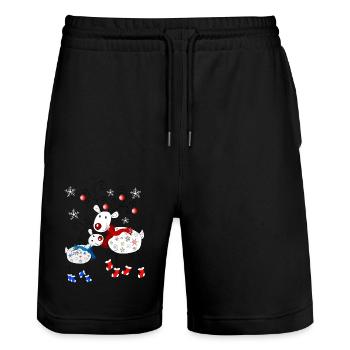 Renne avec des chaussettes - Short de jogging bio TRAINER Stanley/Stella unisexe - noir - Devant - Nik (191cm) & Marisol (170cm)