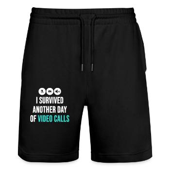 Remote-Mitarbeiter Lustige Idee Videoanrufe Besprechungen - Stanley/Stella Unisex Bio Joggingshorts Trainer  - Schwarz - Vorne - Nik (191cm) & Marisol (170cm)