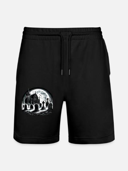 Moonlit Gothic Graveyard: Eerie Night Scene - Stanley/Stella Trainer Unisex Organic Jogging Shorts - black