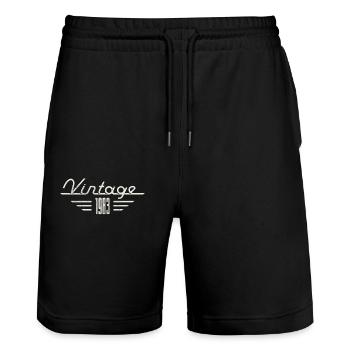Vintage 1983 Birth Year Minimalist Birthday - Stanley/Stella Trainer Unisex Organic Jogging Shorts - black - Front - Nik (191cm) & Marisol (170cm)