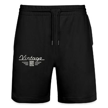 Vintage 1993 Birth Year Minimalist Birthday - Stanley/Stella Trainer Unisex Organic Jogging Shorts - black - Front - Nik (191cm) & Marisol (170cm)