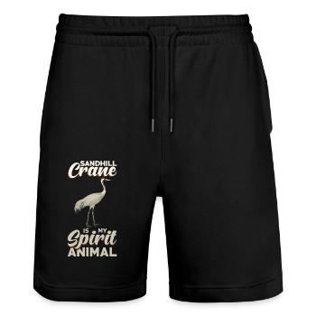 Grue du Canada Birdwatching Apparel Spirit Animal - Short de jogging bio TRAINER Stanley/Stella unisexe - noir - Devant - Nik (191cm) & Marisol (170cm)