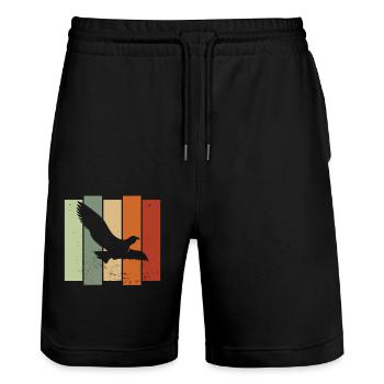 Falcon Retro Birdwatching Bird Watcher - Stanley/Stella Trainer Unisex Organic Jogging Shorts - black - Front - Nik (191cm) & Marisol (170cm)
