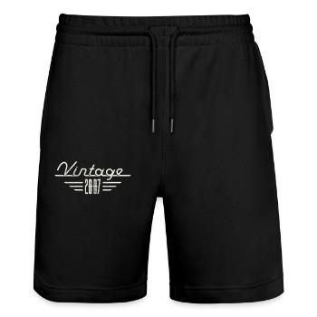 Vintage 2007 Birth Year Minimalist Birthday - Stanley/Stella Trainer Unisex Organic Jogging Shorts - black - Front - Nik (191cm) & Marisol (170cm)