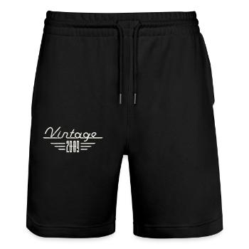 Vintage 2009 Birth Year Minimalist Birthday - Stanley/Stella Trainer Unisex Organic Jogging Shorts - black - Front - Nik (191cm) & Marisol (170cm)