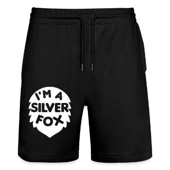 I'm a Silver Fox Stylish and Experienced - Stanley/Stella Trainer Unisex Organic Jogging Shorts - black - Front - Nik (191cm) & Marisol (170cm)