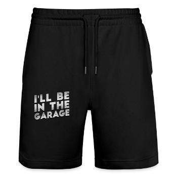 Auto-Schrauber Hobby-Garage Modellbau Mechaniker - Stanley/Stella Unisex Bio Joggingshorts Trainer  - Schwarz - Vorne - Nik (191cm) & Marisol (170cm)
