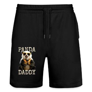 Panda Daddy Papa Pandas Father's Day Panda Bear Bear Dad - Stanley/Stella Trainer Unisex Organic Jogging Shorts - black - Front - Nik (191cm) & Marisol (170cm)