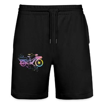 Heavy Duty Bike Cargo Bike Cargo Bike Cargo Bike - Stanley/Stella Trainer Unisex Organic Jogging Shorts - black - Front - Nik (191cm) & Marisol (170cm)