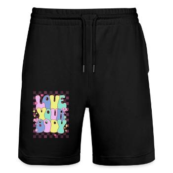 body positive - Short de jogging bio TRAINER Stanley/Stella unisexe - noir - Devant - Nik (191cm) & Marisol (170cm)