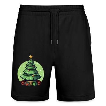 Sapin de Noël ou sapin de Noël à Noël - Short de jogging bio TRAINER Stanley/Stella unisexe - noir - Devant - Nik (191cm) & Marisol (170cm)