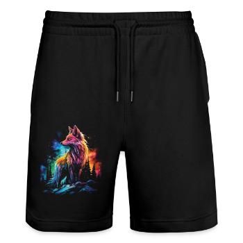 Fox Foxes Fantasy Illustration - Stanley/Stella Trainer Unisex Organic Jogging Shorts - black - Front - Nik (191cm) & Marisol (170cm)